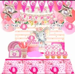 Pink Elephant Party Supplies for Girls- Pink Elephant Birthday Party