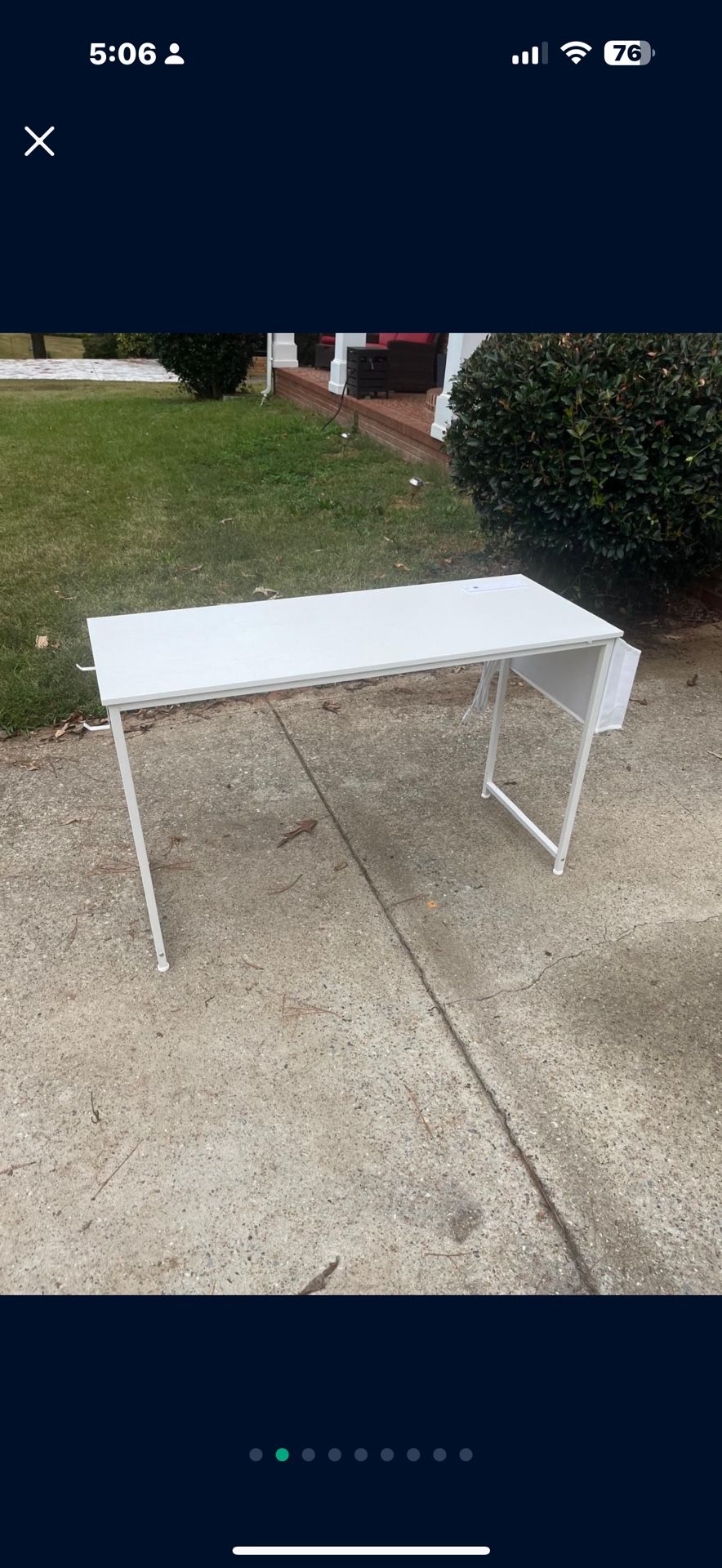 55.1in White Computer Desk With Power Outlets And USB