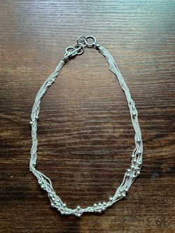Multi-Strand Silver Bead Necklace with Toggle Clasp