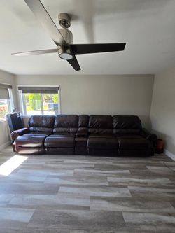 Large brown leather power recliners theater seating