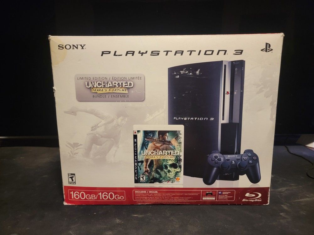 PS3 160GB Uncharted Edition W/3 Games and Retail Box (CECHP01)