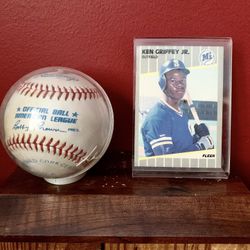 Ken Griffey JR. Card And Baseball 