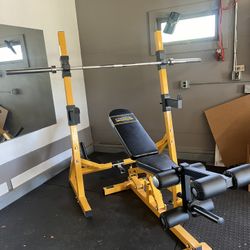 Powertech Rack With Bench And Olympic Barbell