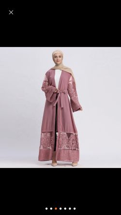 Pink embroidered abaya