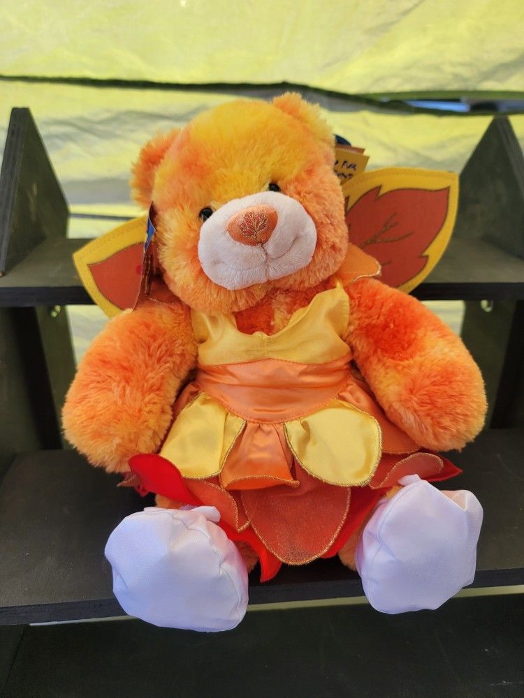 BUILD A BEAR Orange Autumn Fall Maple Leaf Fairy Butterfly Wings