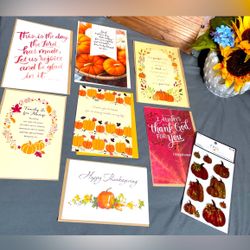 7+ NEW! Happy Thanksgiving Greeting Cards & Envelopes BONUS Stickers