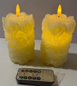 Flameless Rose Candles With Remote- 2 pack