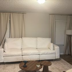 White/Cream Couch With Ottoman