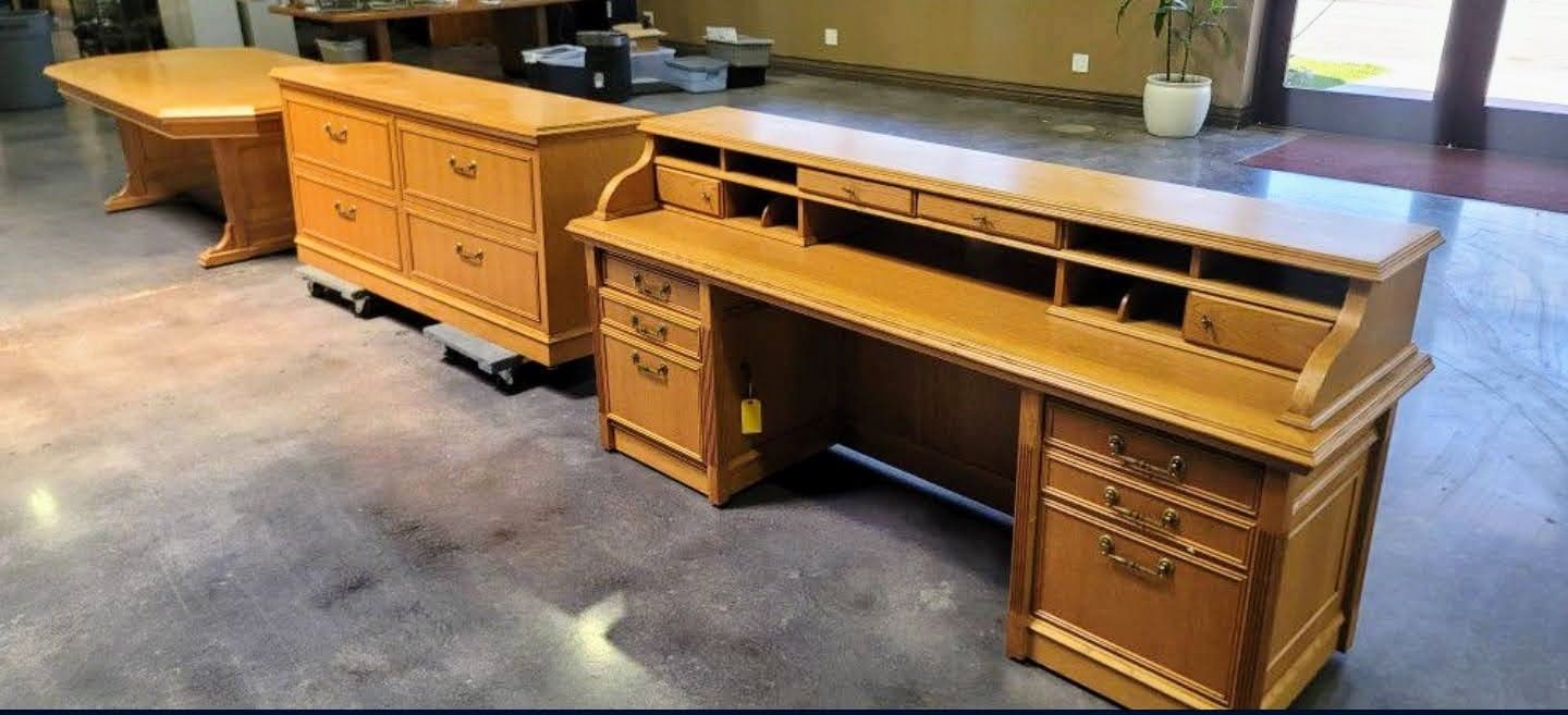 Wooden Office Executive Desk - 3-Piece Combo Set
