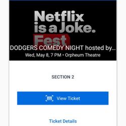 5 Tickets Dodgers Comedy Night 5/8/24