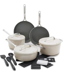 GreenPan GP5 Hard Anodized Healthy Ceramic Nonstick 14 Piece Cookware Pots and Pans Set,Heavy Gauge Scratch Resistant,Stay-Flat Surface, Induction, Mi