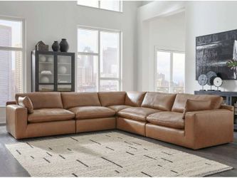 Ashley Emelia Caramel Modular Leather Sectional 