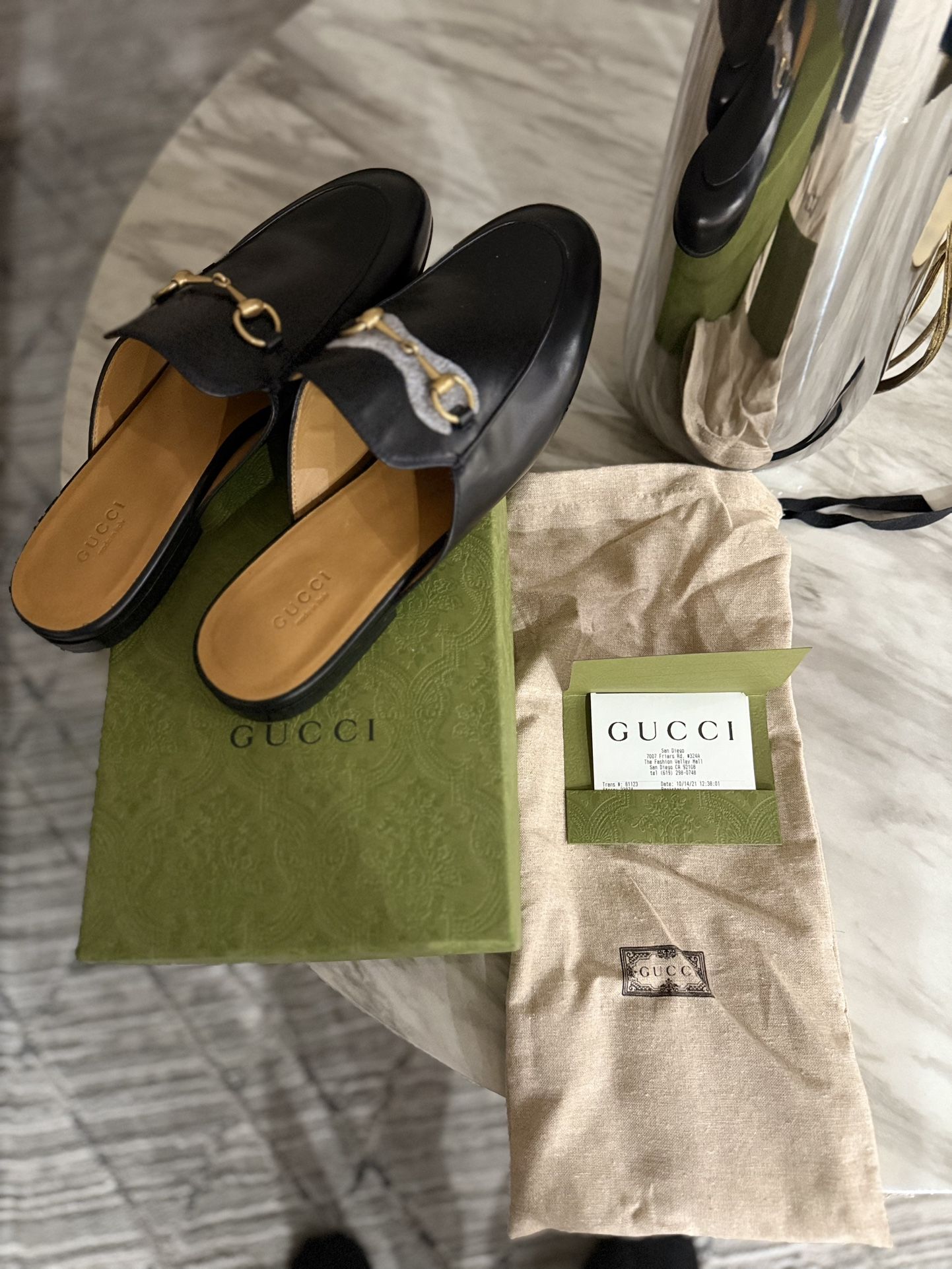 GUCCI WOMEN'S PRINCETOWN LEATHER SLIPPER SIZE 40 1/2 *BRAND NEW*