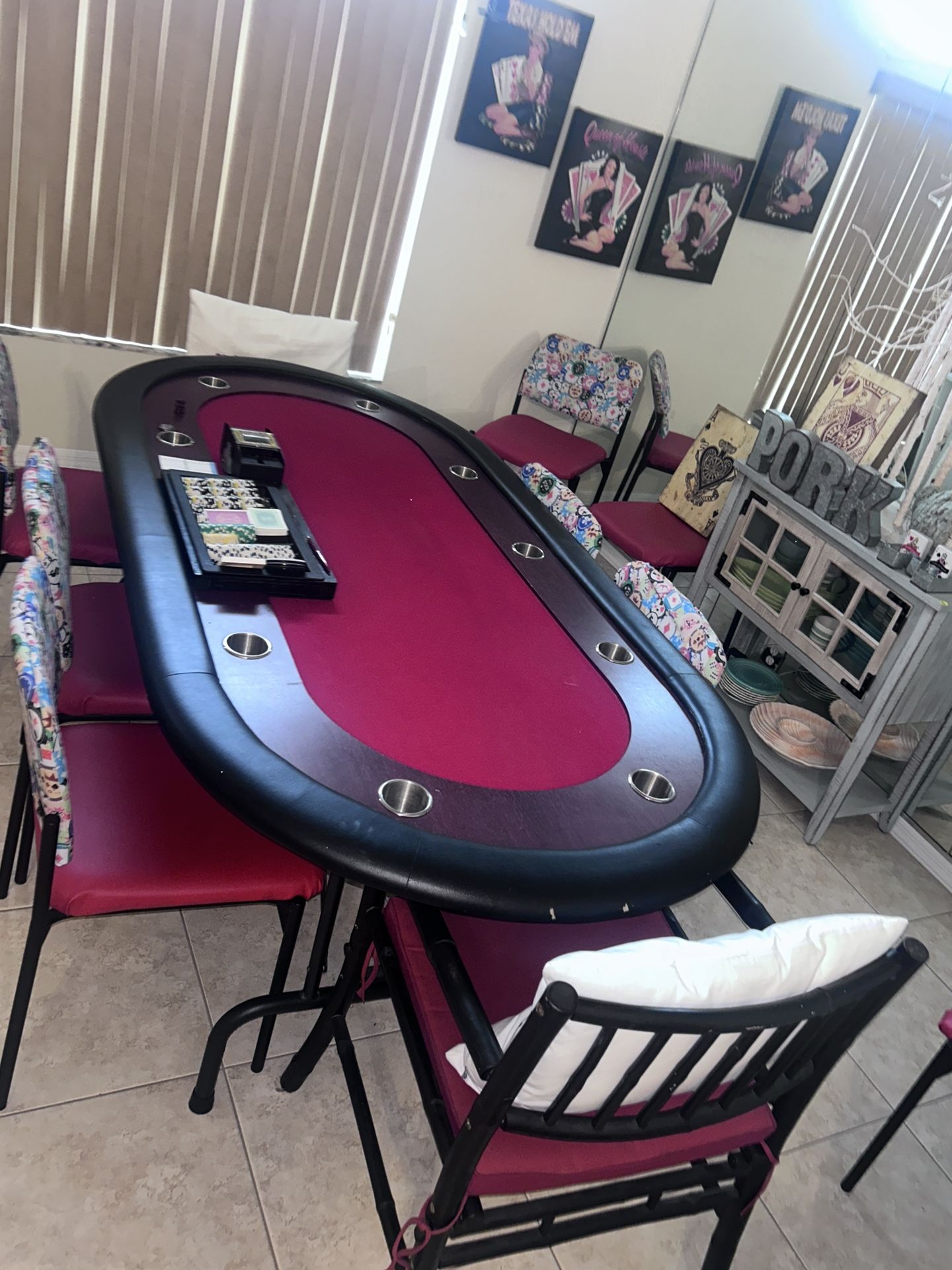 Poker Table W/10 Chairs