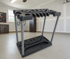 Rubbermaid Deluxe Plastic Resin Tool Tower Stand Also Great For Fishing Poles!  18x36x35in