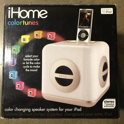 LED Color Changing Stereo System with Built-in Passive Subwoofer for iPods.