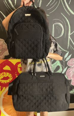 Vera Bradley Black Extra Large Tote And Backpack Set 