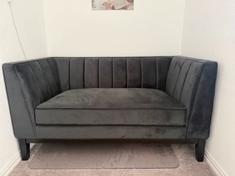 Gray velvet loveseat couch