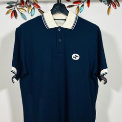 GUCCI, POLO SHIRT WITH INTERLOCKING GG PATCH !!!