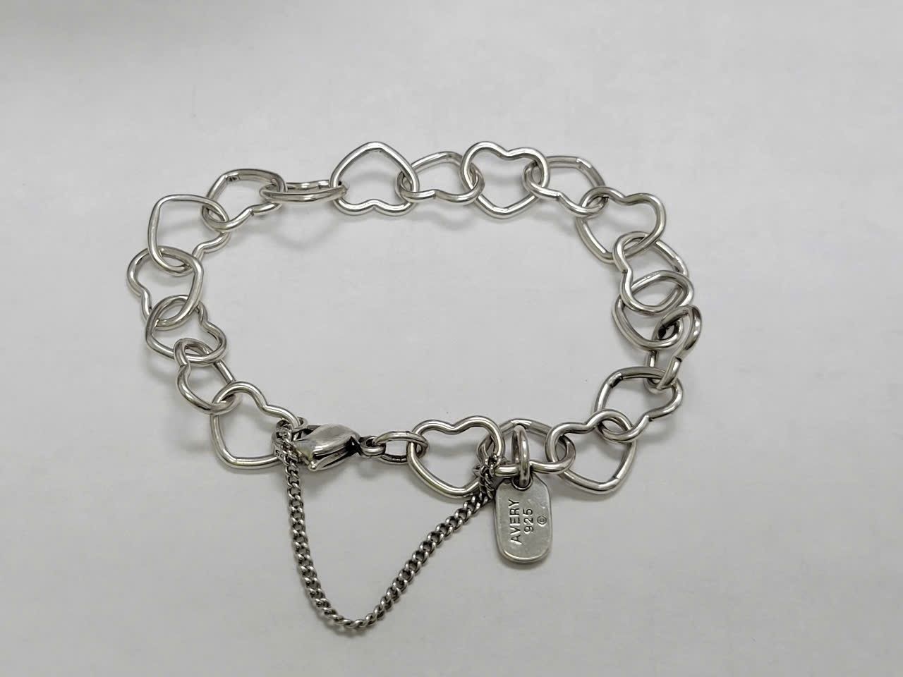James Avery Sterling Silver Connected Hearts Charm Bracelet size S