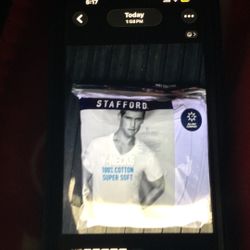 Stafford White V-necks Size Large 