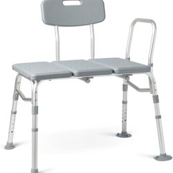  Medline Transfer Bench for Bathtubs and Showers, Adjustable Shower Bench and Bath Seat for Seniors and Adults, Slip-Resistant Feet, Heavy-Duty 400 lb