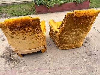 Pair of Gold Velvet Armchairs