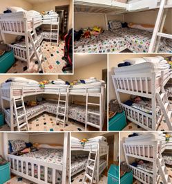 Duo bunk bed with mattresses 4 mattresses 2 ladders