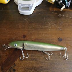 Vintage 8 Inch Green/White/ With Red Nose Cisco Kid 3 Hooks Fishing Lure