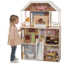 KidKraft Savannah Wooden Dollhouse, over 4 feet Tall with Porch Swing and 14 Accessories