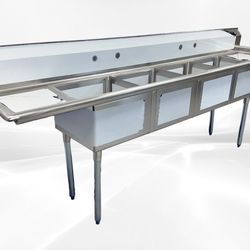 NSF 108 ins 4 Compartment Sink Two Faucets S4C181812-18LR-318