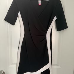 Dress, Black/white, Medium, Half Sleeve 