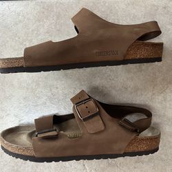 BIRKENSTOCK  Milano Cocoa Nubuck Leather Sandals Size 45, Use 12