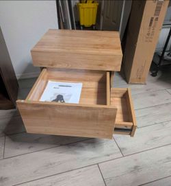 Condemo Nightstand with Gun Drawer, with Sliding Top, Light Brown