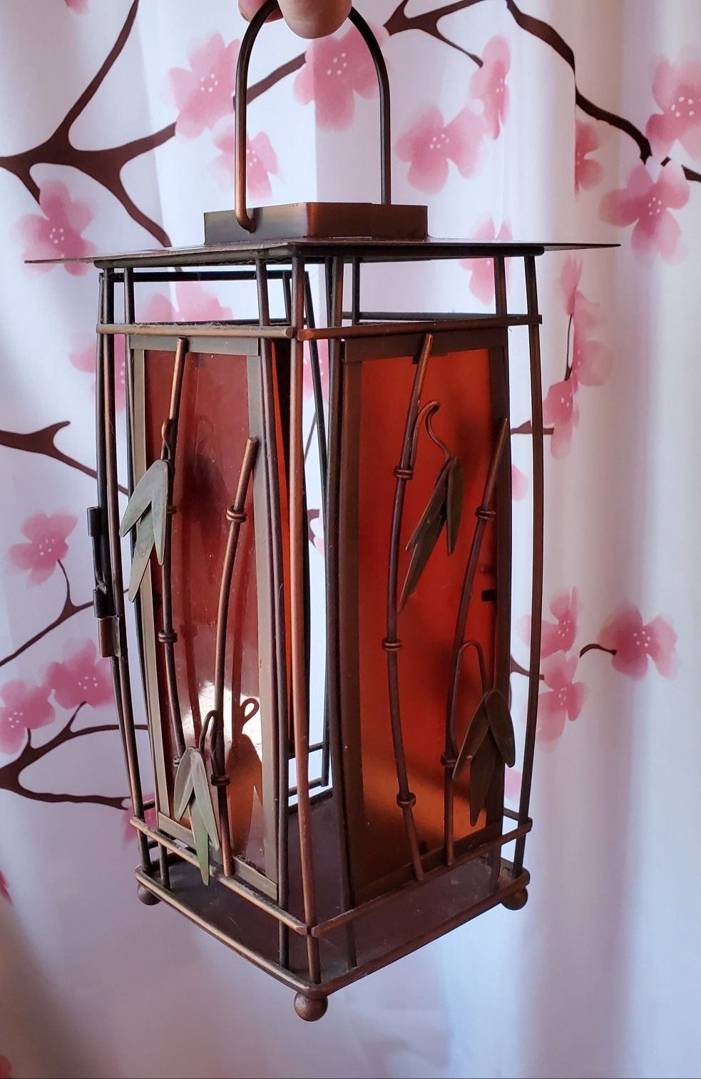Lantern - Metal & Colored glass (opens to add light/candle)