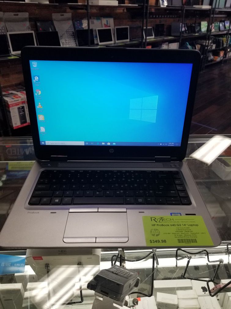 HP ProBook 640 G2 14" Laptop i5 8GB RAM 256GB SSD Webcam DVD-RW WiFi Bluetooth Windows 10 Pro