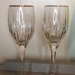 Crystal Gold Rimmed Wine Glasses