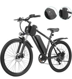 Electric Bike 26" Fat Tire Electric Bike for Adult, 25mph Peak 750W 48V 10.4Ah Removable Lithium-Ion Battery Electric Mountain Bike, 3H Fast Charge, L