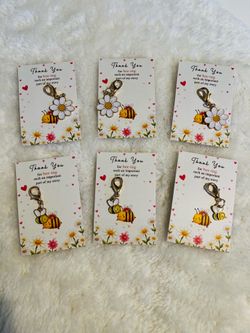 6 "Thank You for Bee-ing" Cards with Bee & Flower Charms