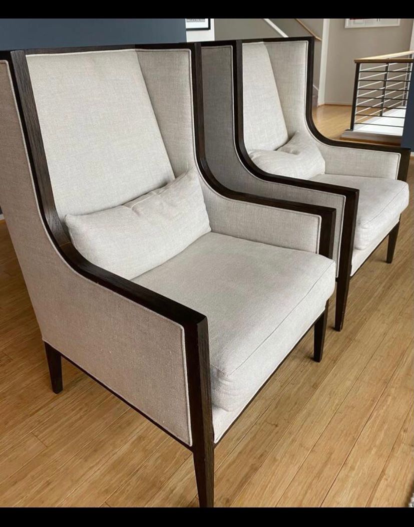 French contemporary slope arm low back chair outlet