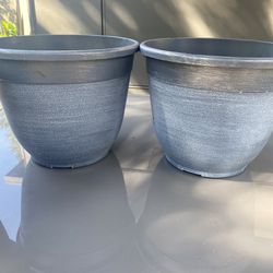 Variety Of Plastic Textured  Planting Pots H9.5” And 12”in Diameter, Sold Individualy