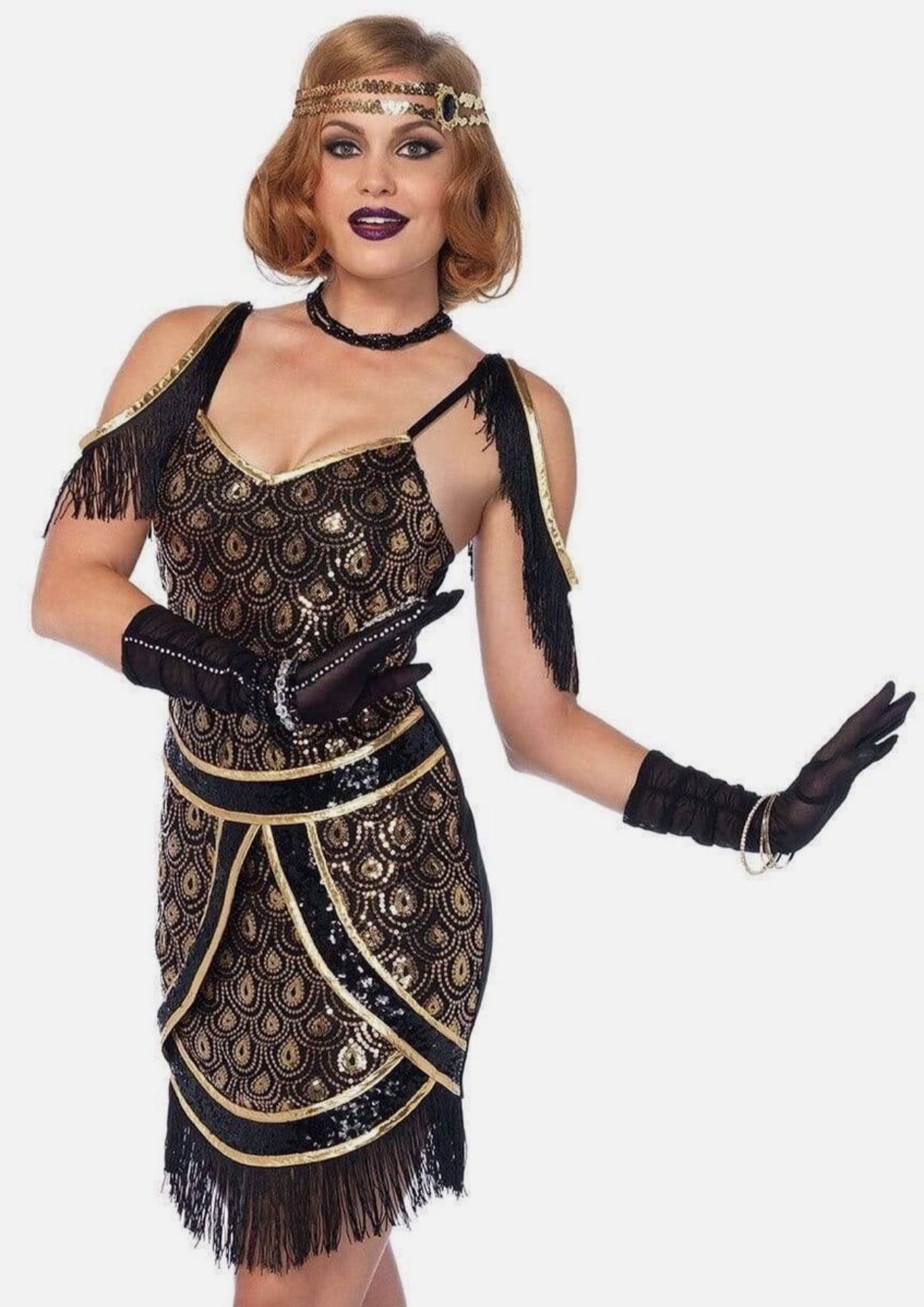 Leg Avenue Women’s Speakeasy Sweetie Flapper Halloween Costume 2 Pc Medium Rauw Alejandro Tour Concert Fit Great Gatsby