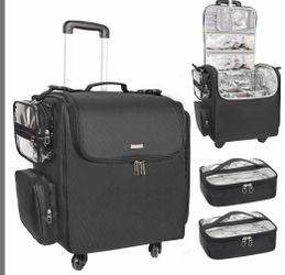 Relavel Rolling Makeup Train Case With Large Makeup Case