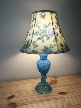 Lamp Vintage Antique Blue Hobnail Lamp