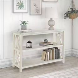 Farmhouse White Console Table with Drawer - Excellent Condition