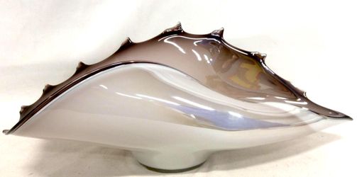 17" Cased Art Glass Asymmetrical Freeform Translucent 3-LBS Nautical-Style Conch Shell