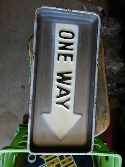ONE WAY metal sign