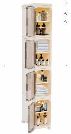Tall Stackable Storage Cabinet with Clear Doors