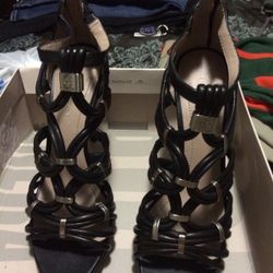 BCBG black and silver sandals