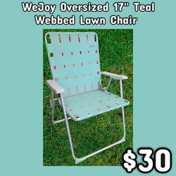 NEW WeJoy Oversized 17" Teal Webbed Lawn Chair : njft 